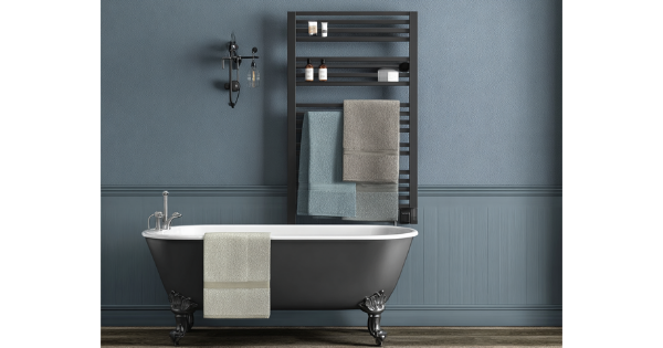 cozy bathroom with heated towel holder